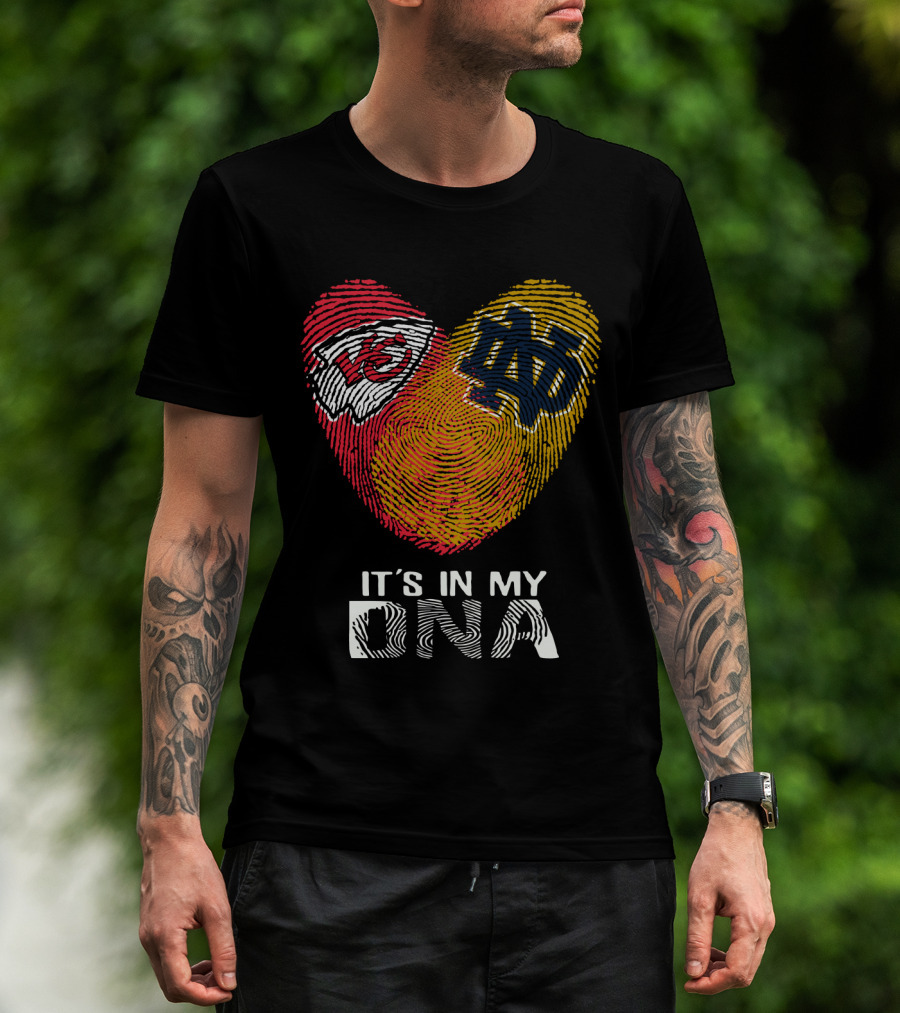 Chiefs Notre Dame It's In My DNA Fingerprint Heart T-Shirt