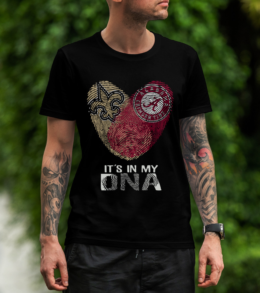 Saints Alabama It's In My DNA Fleur-de-Lis Fingerprint Crimson Tide T-Shirt
