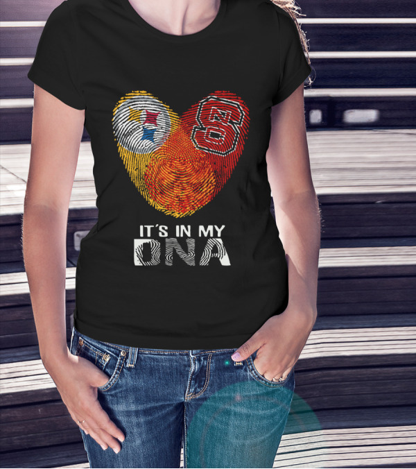 Steelers NC St It's In My DNA Fingerprint Heart T-Shirt