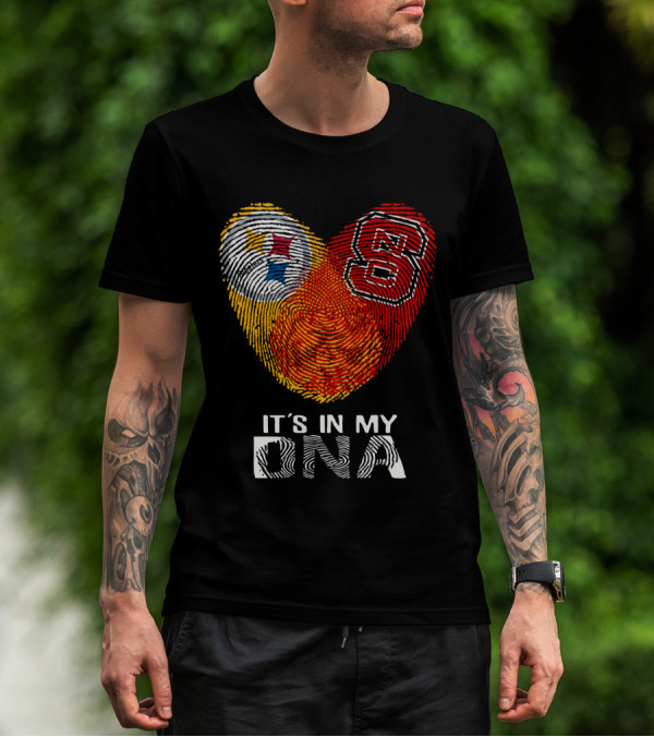 Steelers NC St It's In My DNA Fingerprint Heart T-Shirt