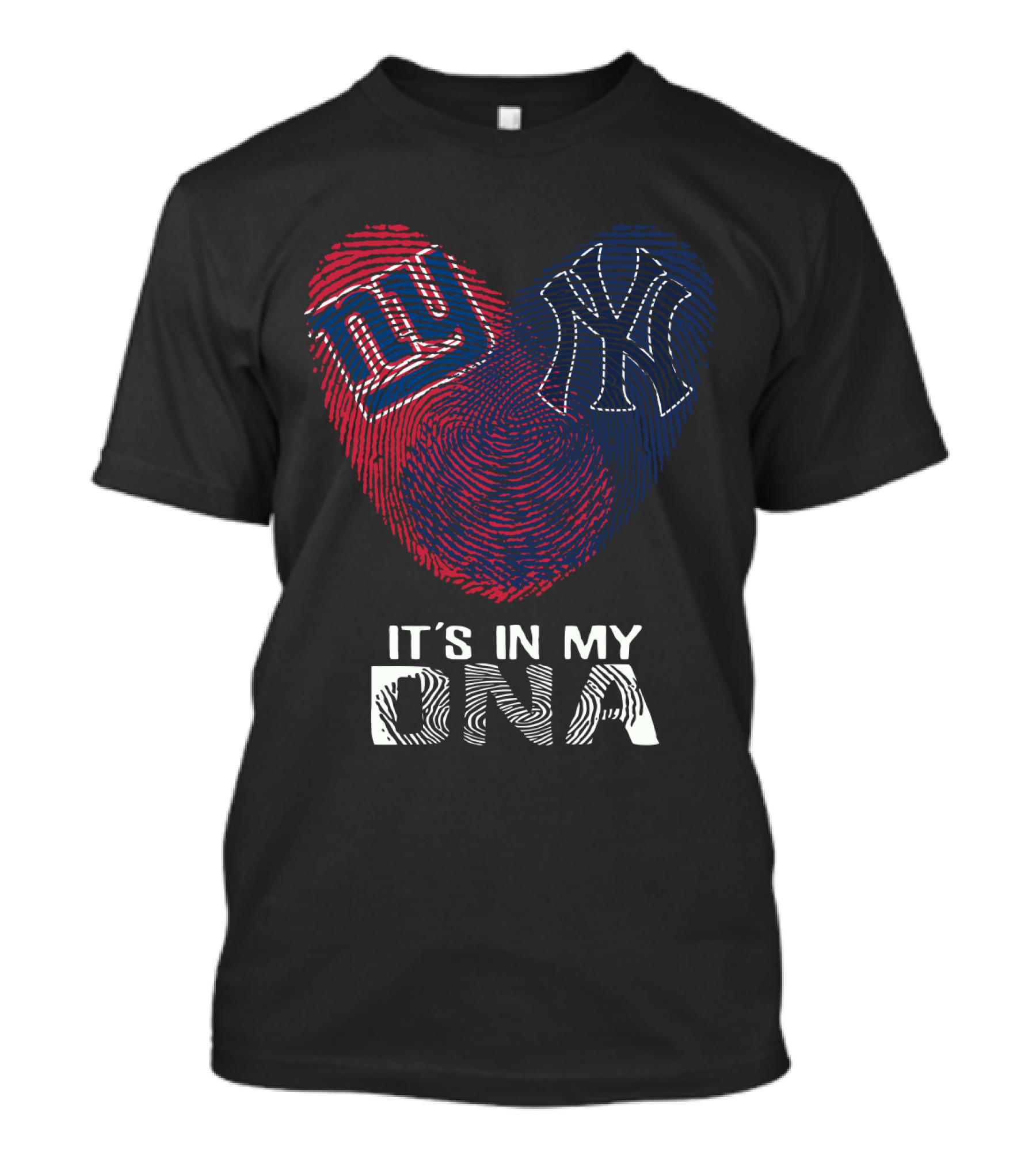 Giants Yankees NY It's In My DNA Fingerprint Heart T-Shirt