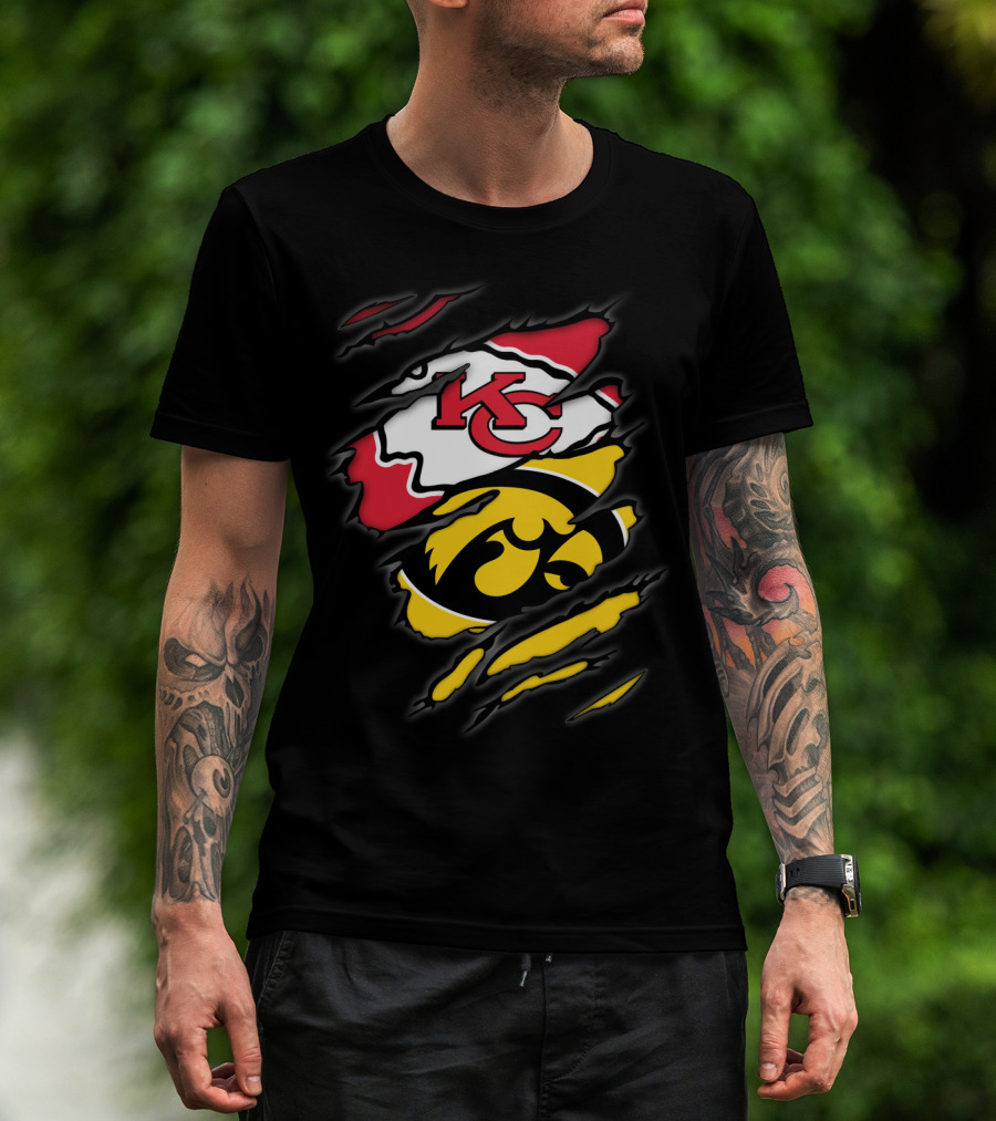 Chiefs Iowa Hawkeyes Kc Logo Fusion T-Shirt