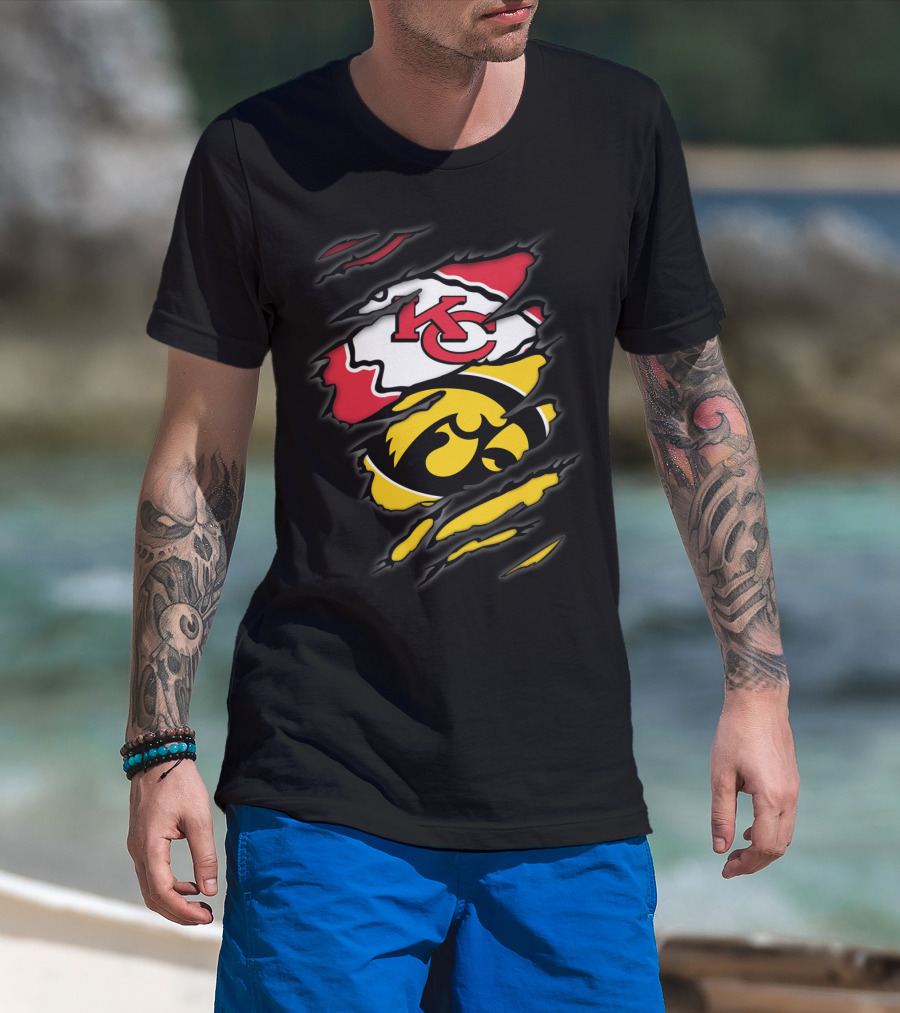 Chiefs Iowa Hawkeyes Kc Logo Fusion T-Shirt