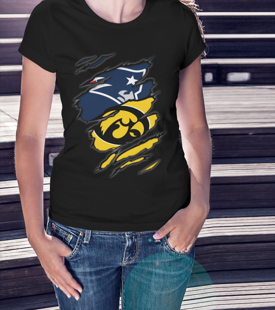 Patriots Iowa Hawkeyes Football Crossover Fan T-Shirt