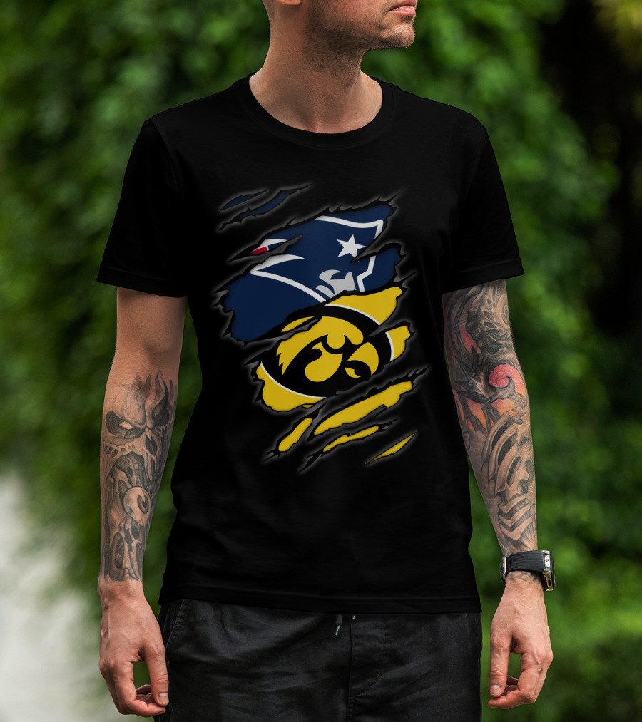 Patriots Iowa Hawkeyes Football Crossover Fan T-Shirt