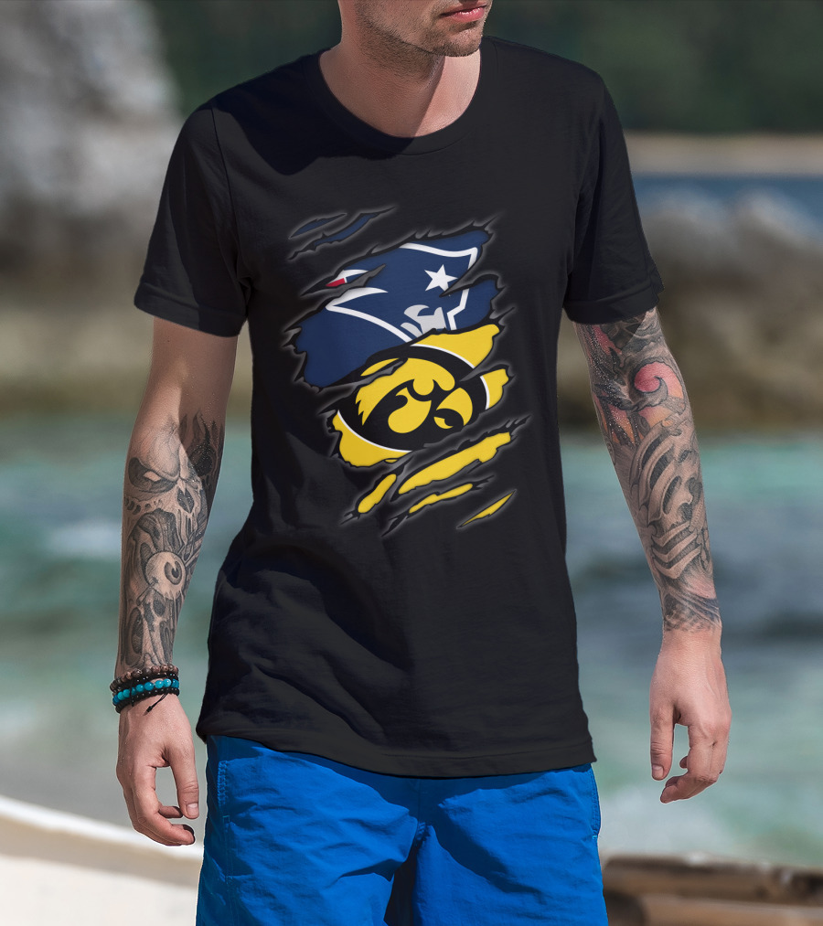 Patriots Iowa Hawkeyes Football Crossover Fan T-Shirt
