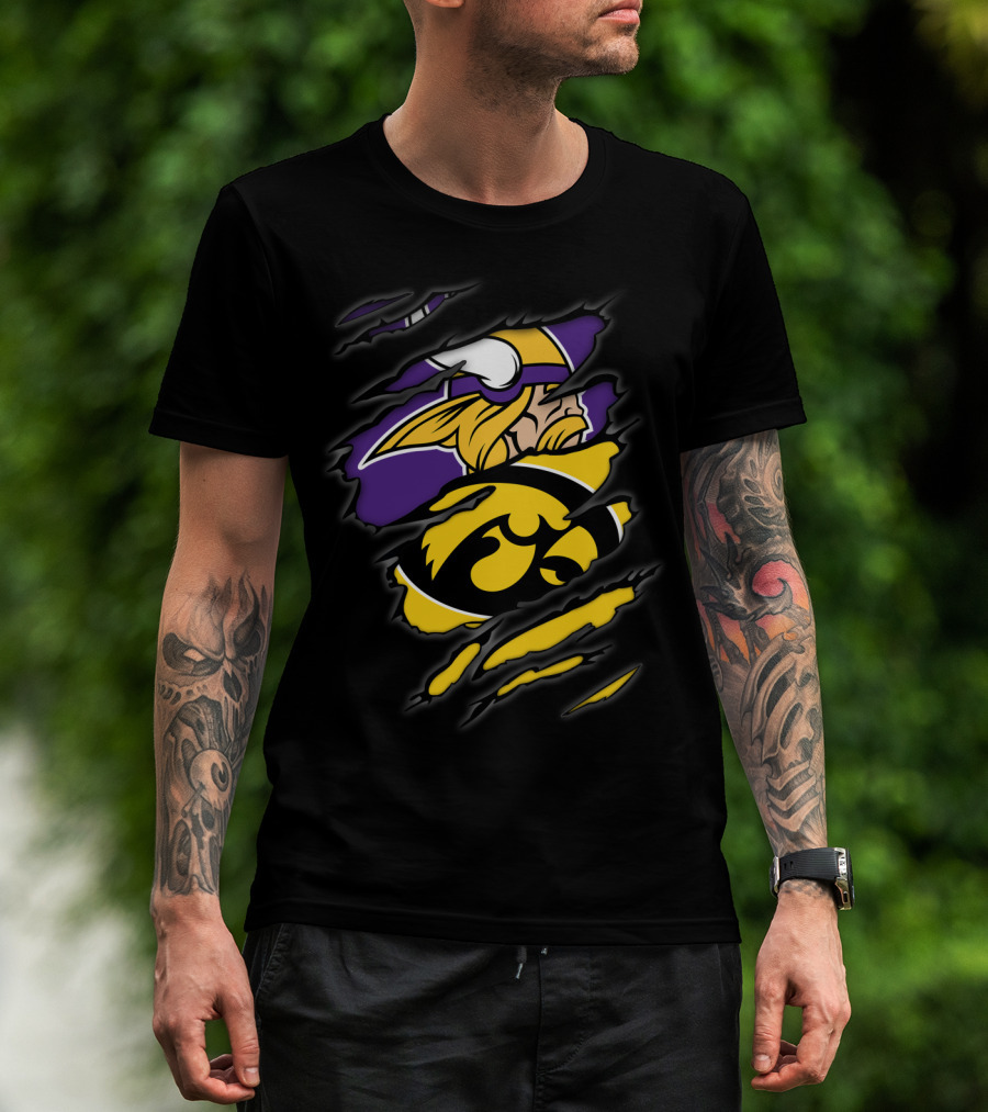 Minnesota Vikings And University Of Iowa Hawkeyes Inspired T-Shirt