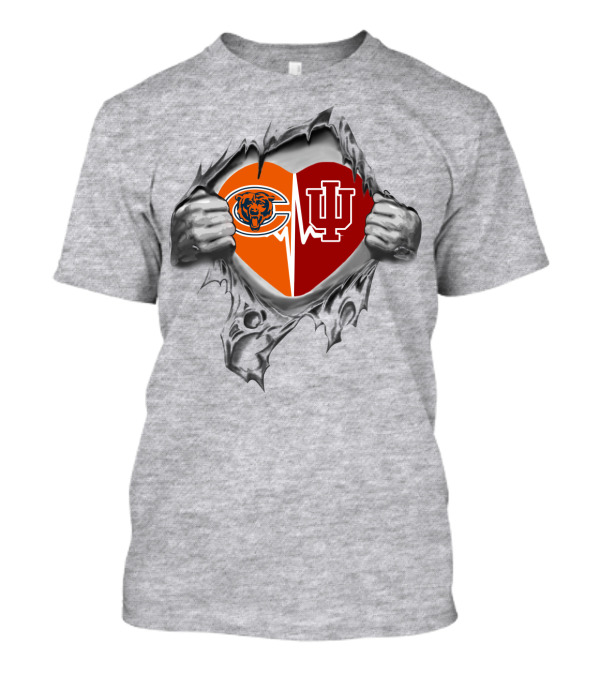 Bears Hoosiers It's In My Heart Chicago Indiana Logo Heart T-Shirt