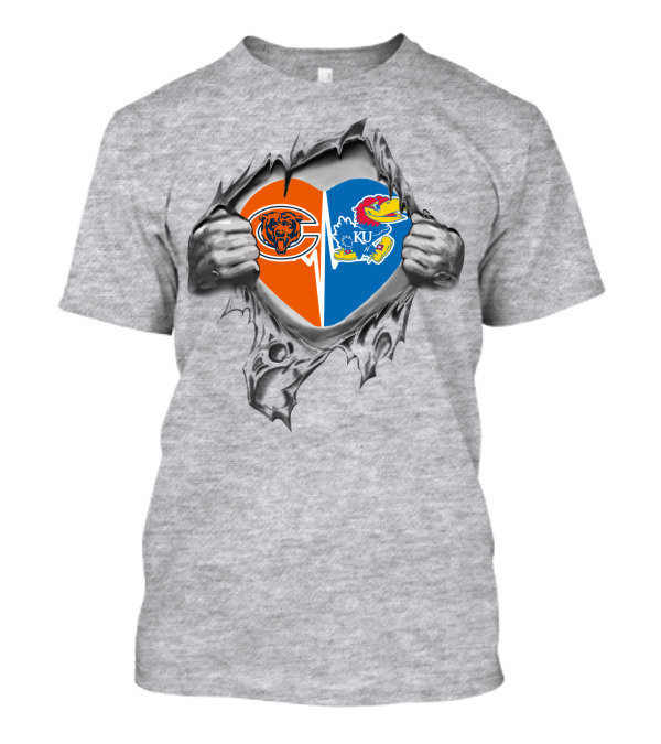 Bears Chicago Kansas Jayhawks Heart Logo Fan Pride Emotion T-Shirt