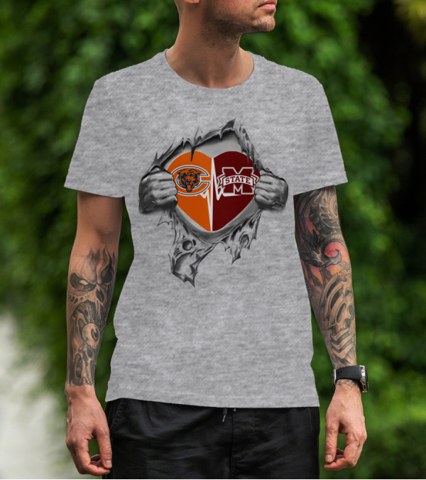 Chicago Bears Mississippi State Heart T-Shirt