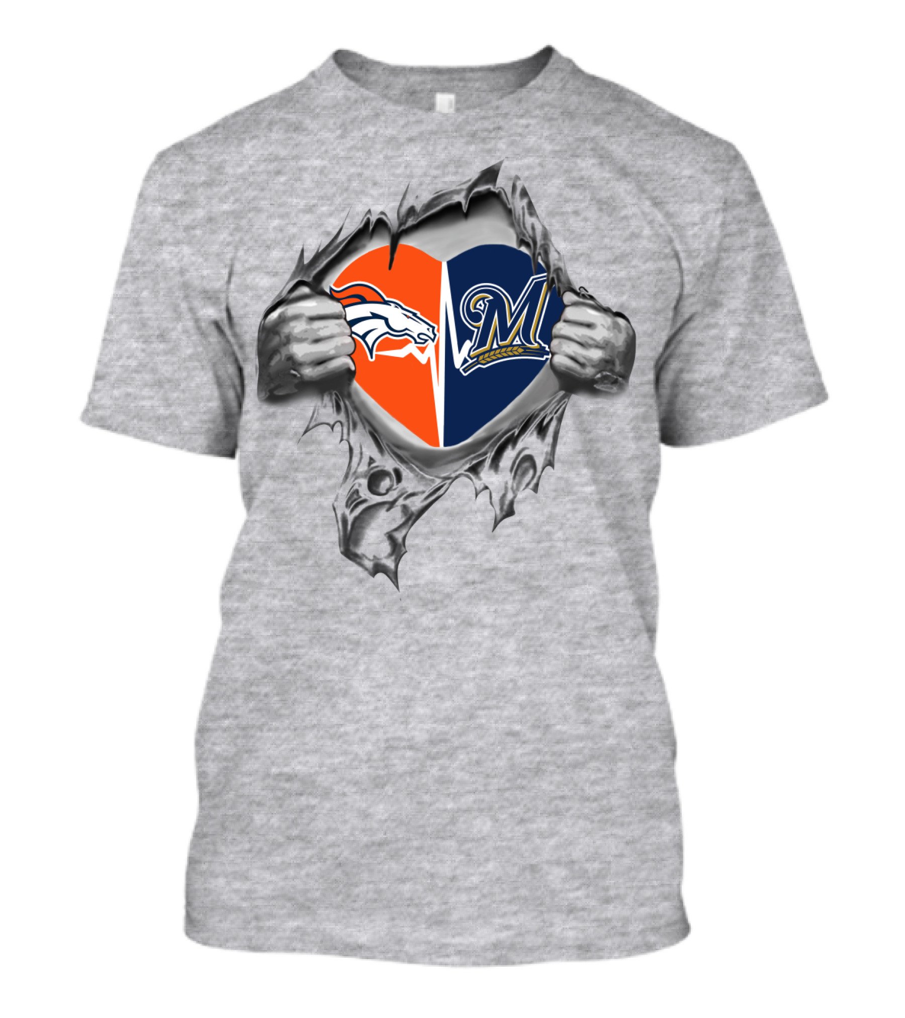 Broncos Brewers Heart Logos United Passion Loyalty T-Shirt