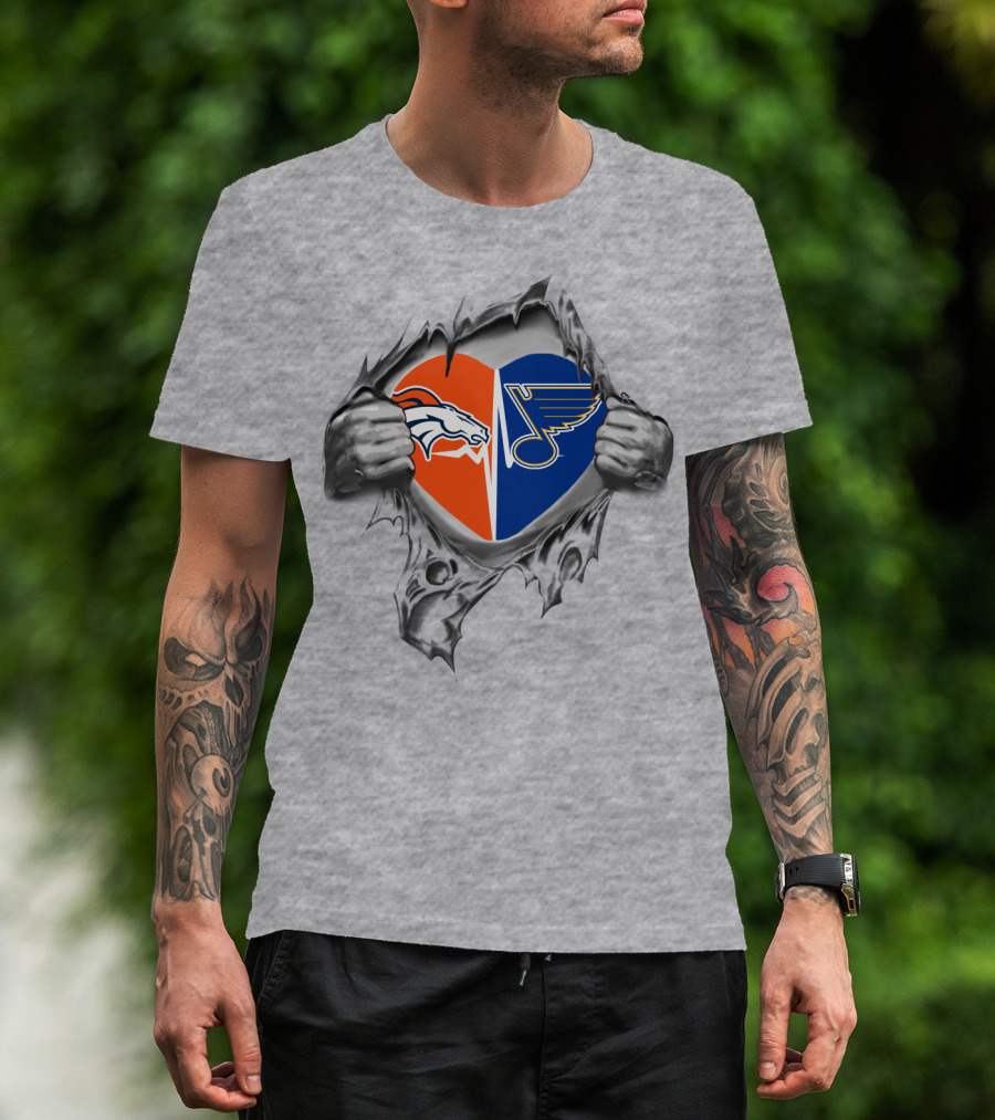 Broncos Louis Blues Heart T-Shirt