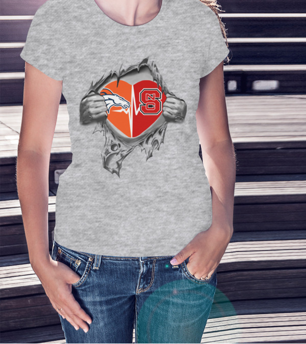 Denver Broncos NC State Heart Torn T-Shirt