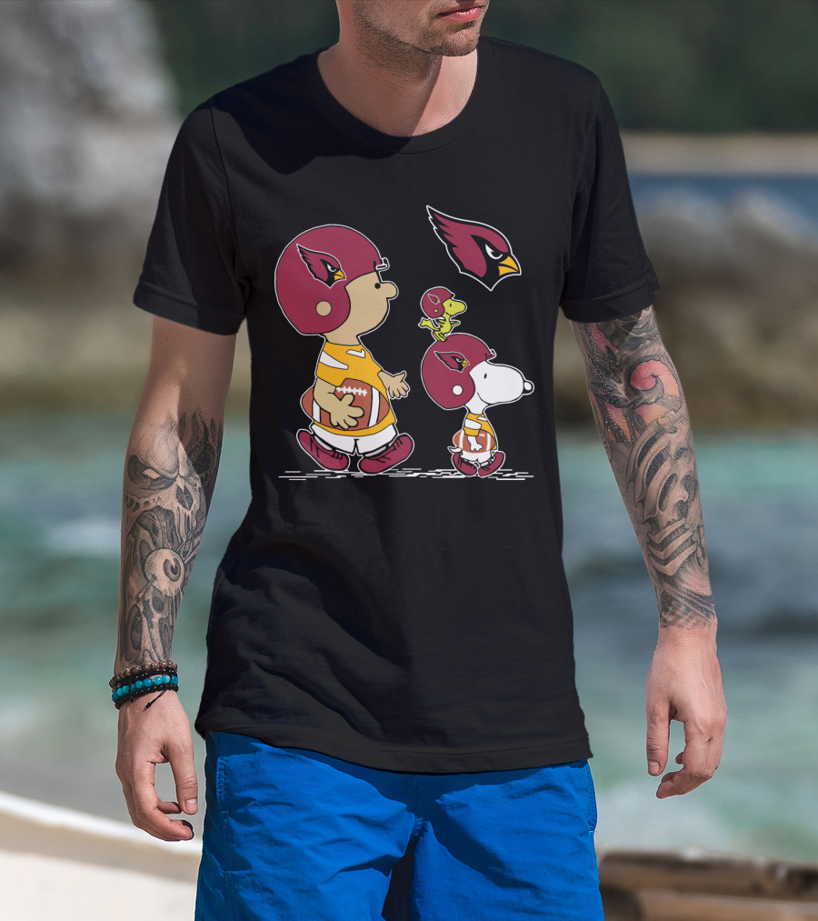 Cardinals Snoopy Woodstock Football Charlie Brown Peanuts Helmet T-Shirt