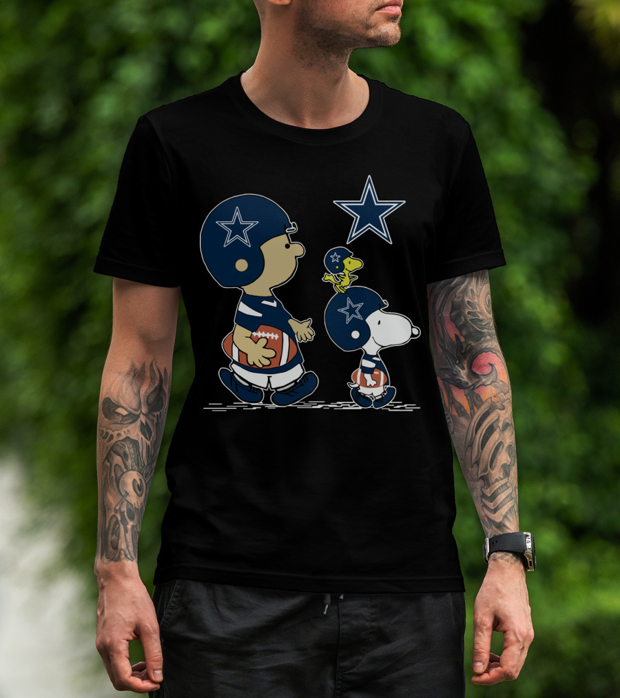 Cowboys Snoopy Peanuts Woodstock Football Helmet Star T-Shirt