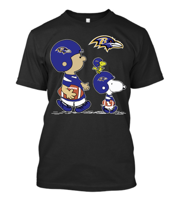 Baltimore Ravens Peanuts Snoopy Woodstock Football Team T-Shirt