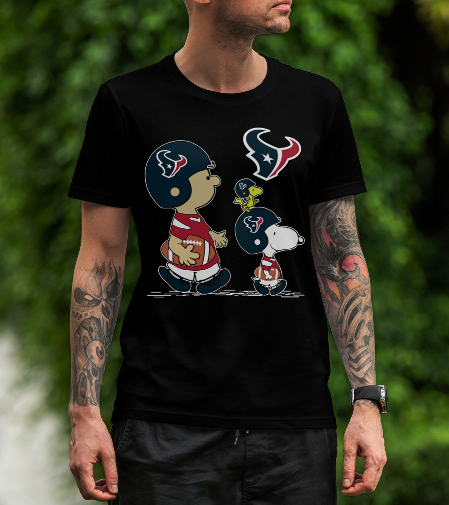 Texans Snoopy Football Adventure With Woodstock And Charlie Brown T-Shirt