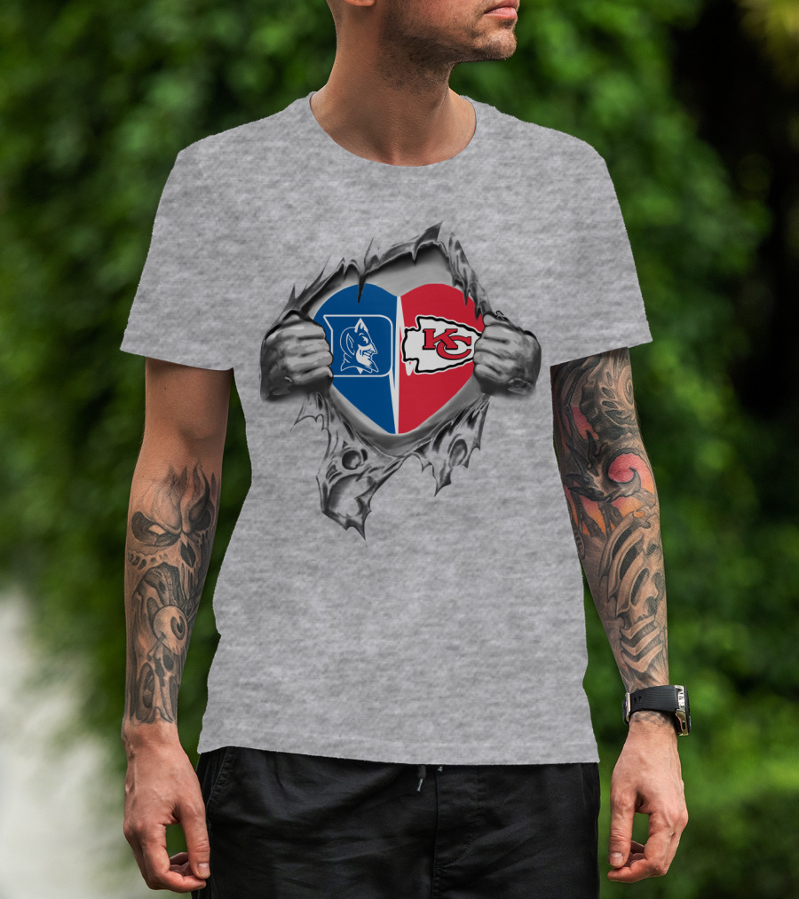 Chiefs And Duke Blue Devils Heart T-Shirt