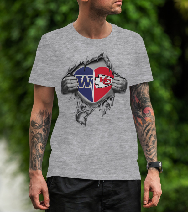 Chiefs Huskies Heart Split With W KC T-Shirt