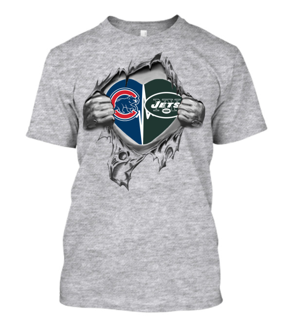 Cubs Jets Heart Logo Split T-Shirt