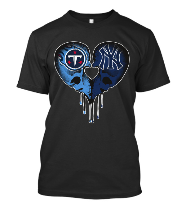 Titans Yankees Skull Heart Drip T-Shirt