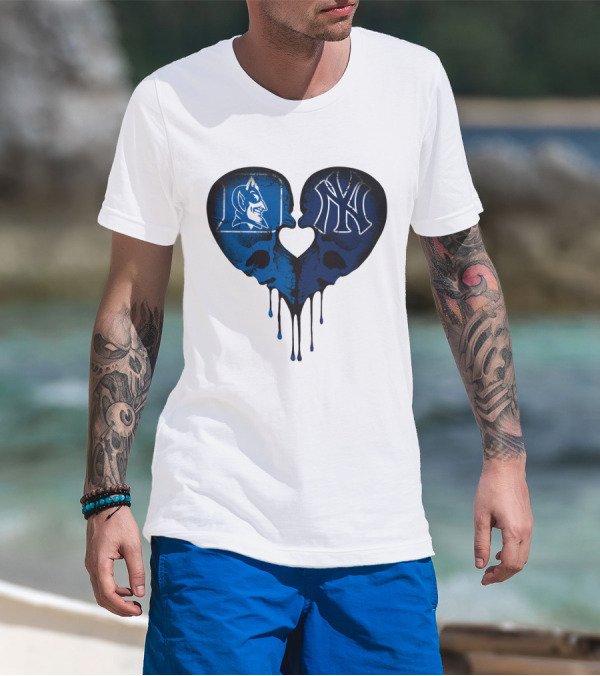Duke Yankees Skull Heart Dripping Blue T-Shirt