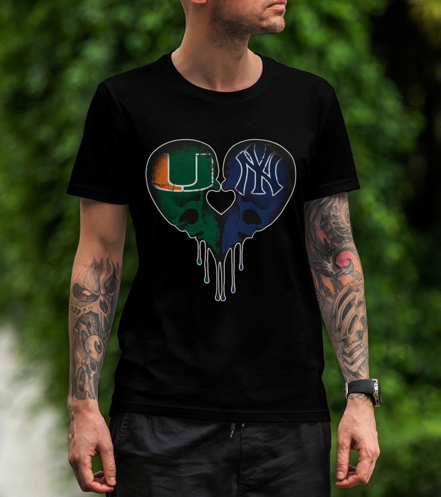 Yankees Hurricanes Love Skull Heart T-Shirt