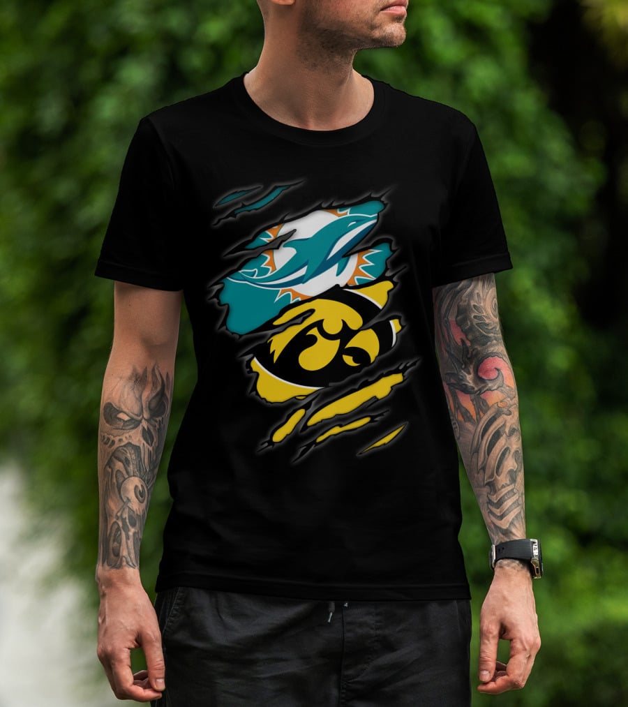 Miami Dolphins Iowa Hawkeyes Torn Claw T-Shirt