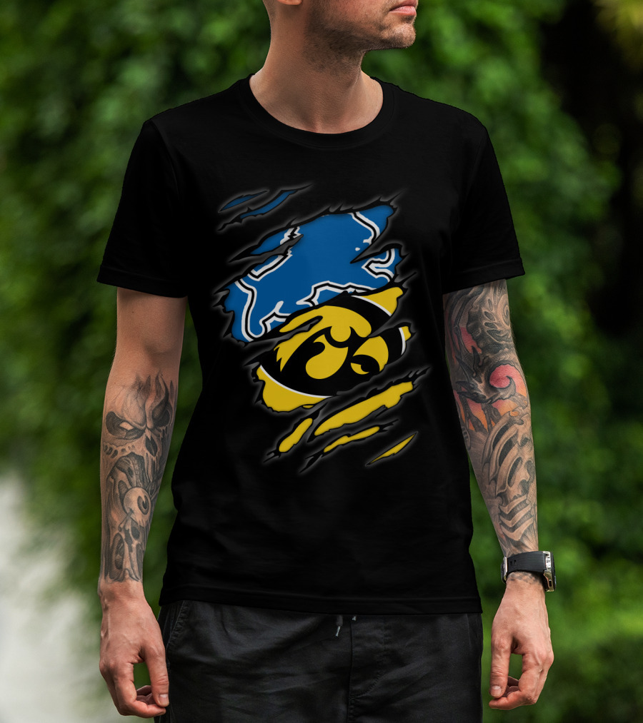 Lions Iowa Hawkeyes Tear Effect Sports Rivalry T-Shirt