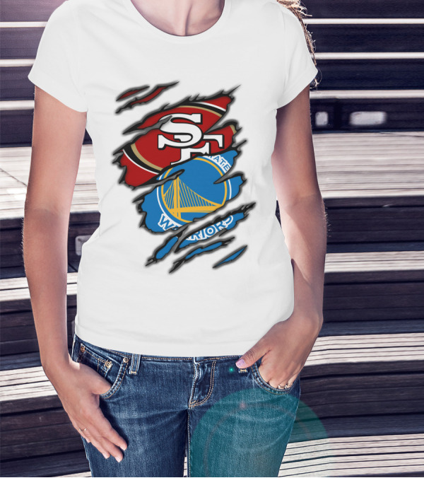 SF 49ers Golden State Warriors Torn T-Shirt