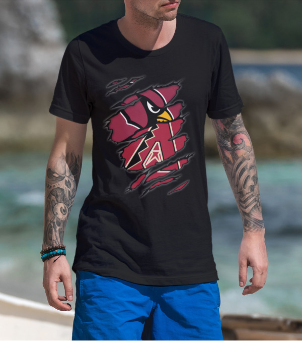 Cardinals Diamondback Ripped Logo Fusion T-Shirt