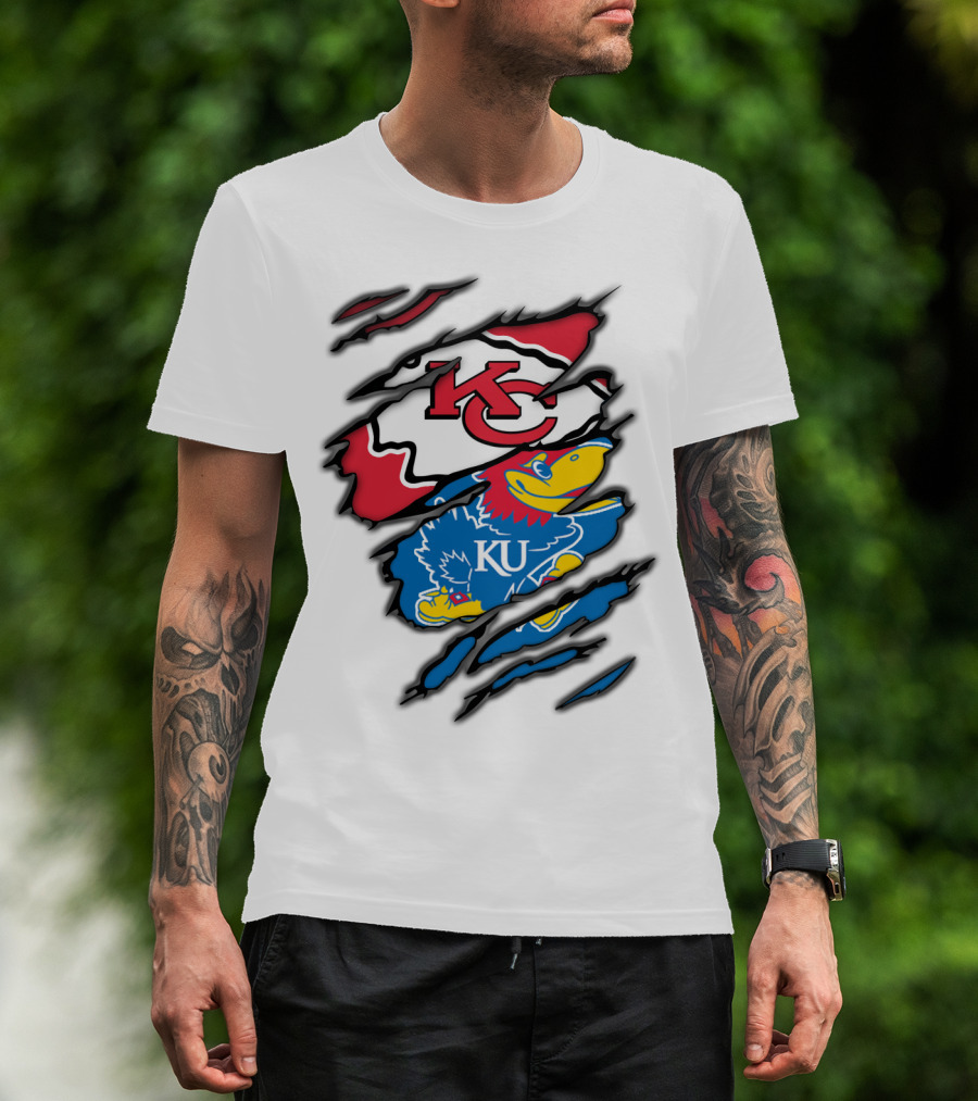 Kansas City Chiefs KU Jayhawks Logo Mashup T-Shirt