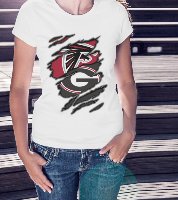 Atlanta Falcons Georgia Bulldogs Ripped Claw Marks T-Shirt