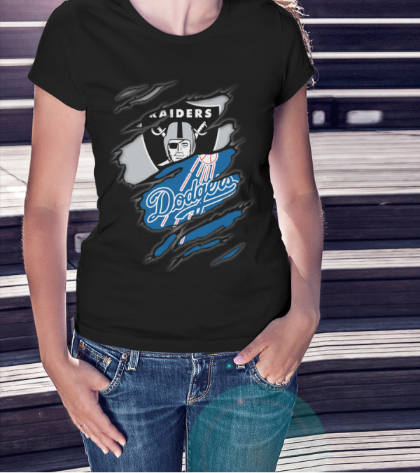 Raiders Dodgers Ripped Layers Fusion T-Shirt