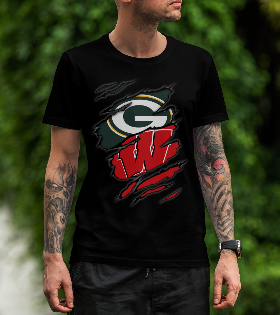 Packers Badgers G W Ripped Claw Marks T-Shirt