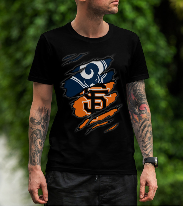 Rams Giants Logos Blue Orange T-Shirt
