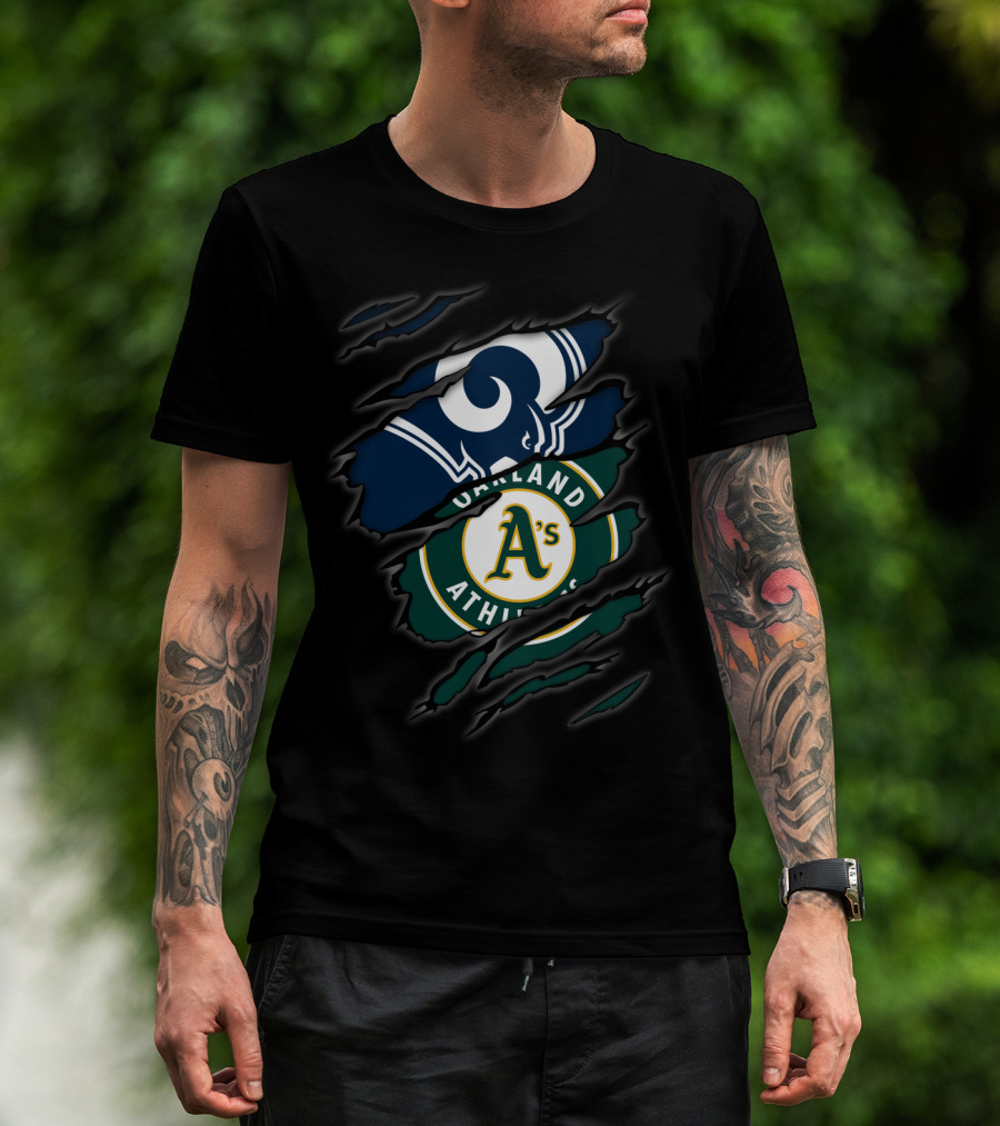 Rams Oakland Athletics A's Logo Fusion T-Shirt