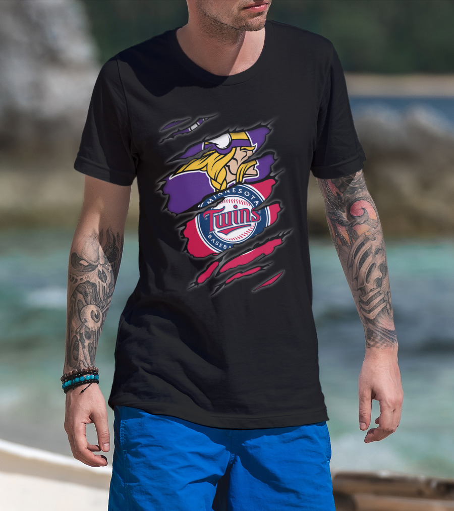 Minnesota Vikings Twins Baseball T-Shirt