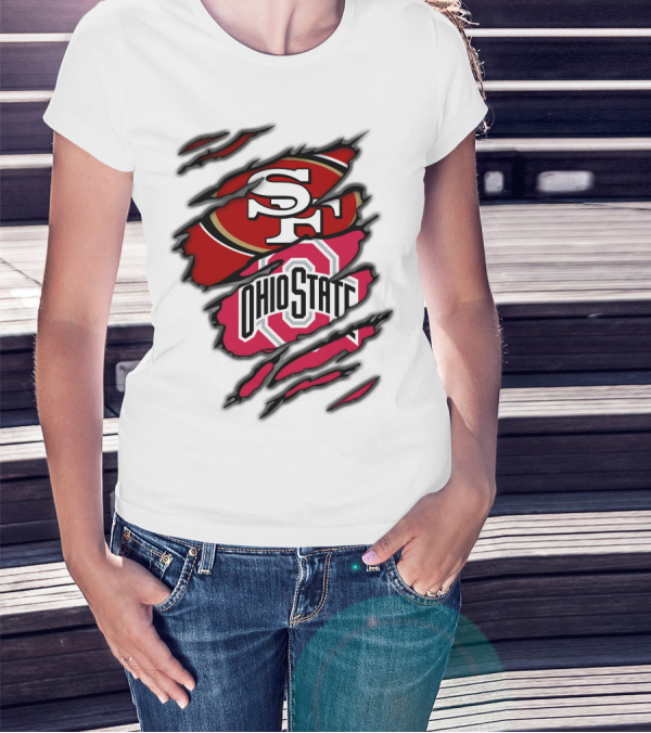 49ers SF Ohio State Buckeyes Logo Mashup T-Shirt