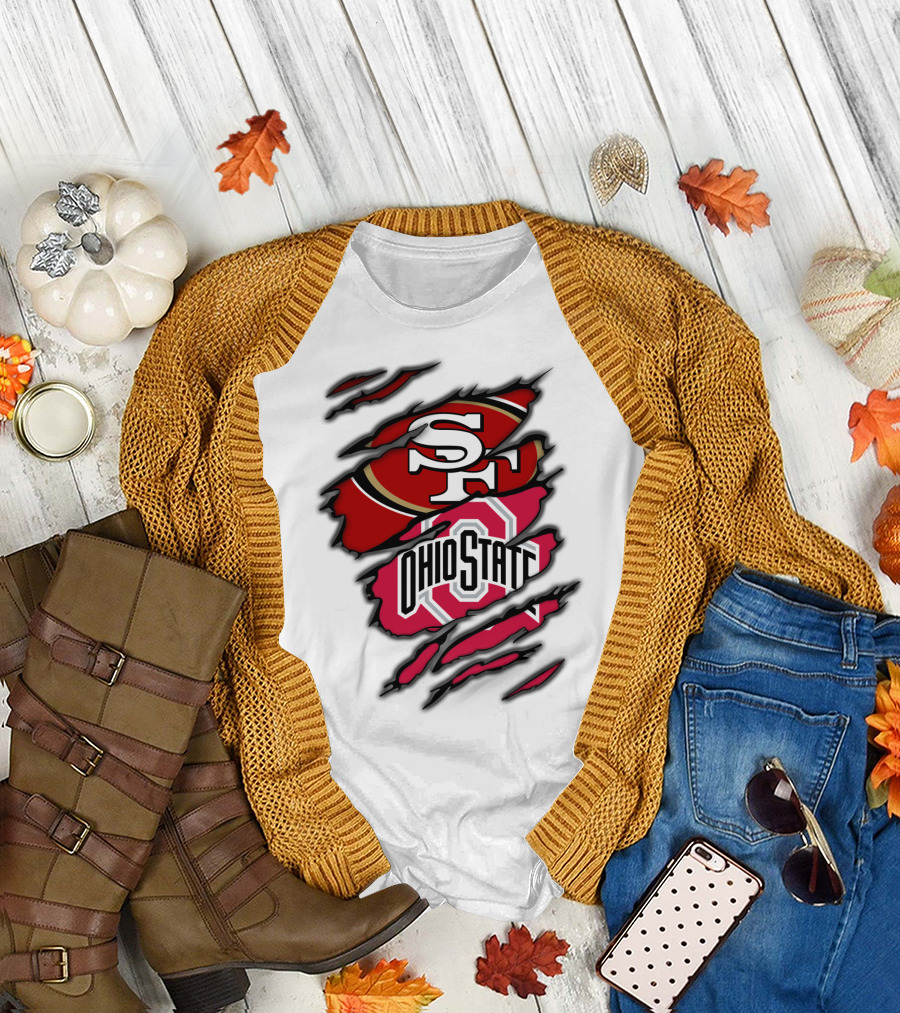 49ers SF Ohio State Buckeyes Logo Mashup T-Shirt