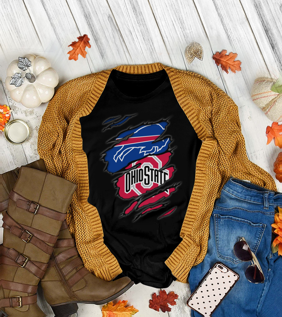 Bills Ohio State Torn Layered Emblem T-Shirt