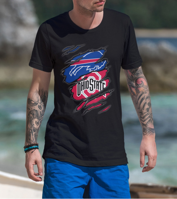 Bills Ohio State Torn Layered Emblem T-Shirt