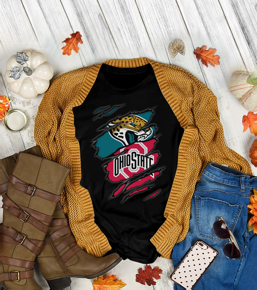 Jaguars Ohio State Claw Mark Logo Fusion T-Shirt