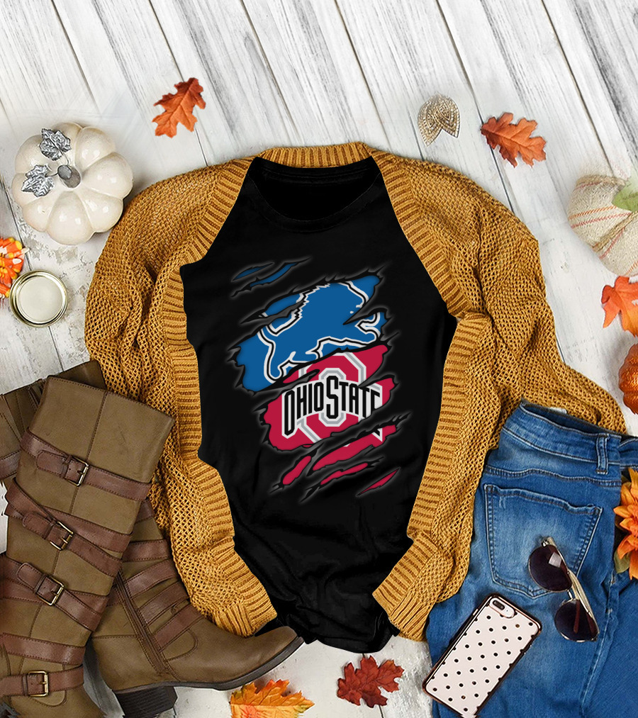 Detroit Lions Ohio State Buckeyes Fusion T-Shirt