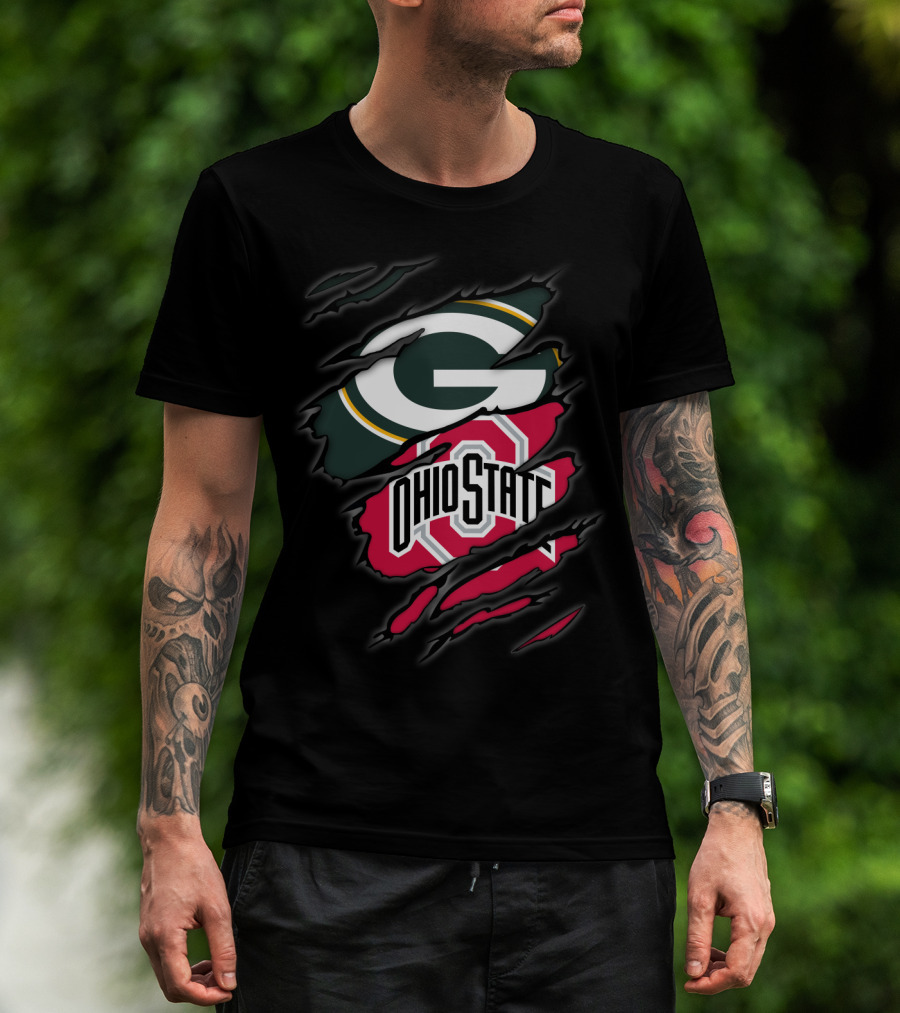 Packers Ohio State Torn Logo Fusion T-Shirt