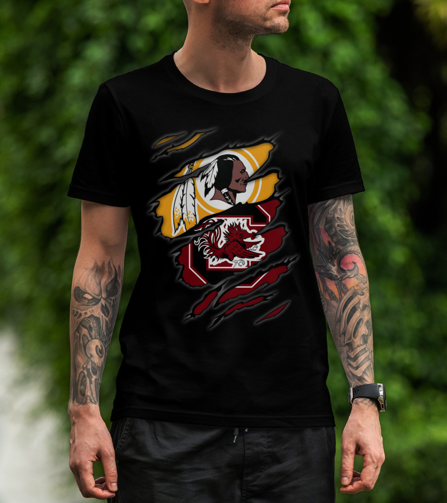 Washington Redskins South Carolina Gamecocks Collegiate Football Fan T-Shirt