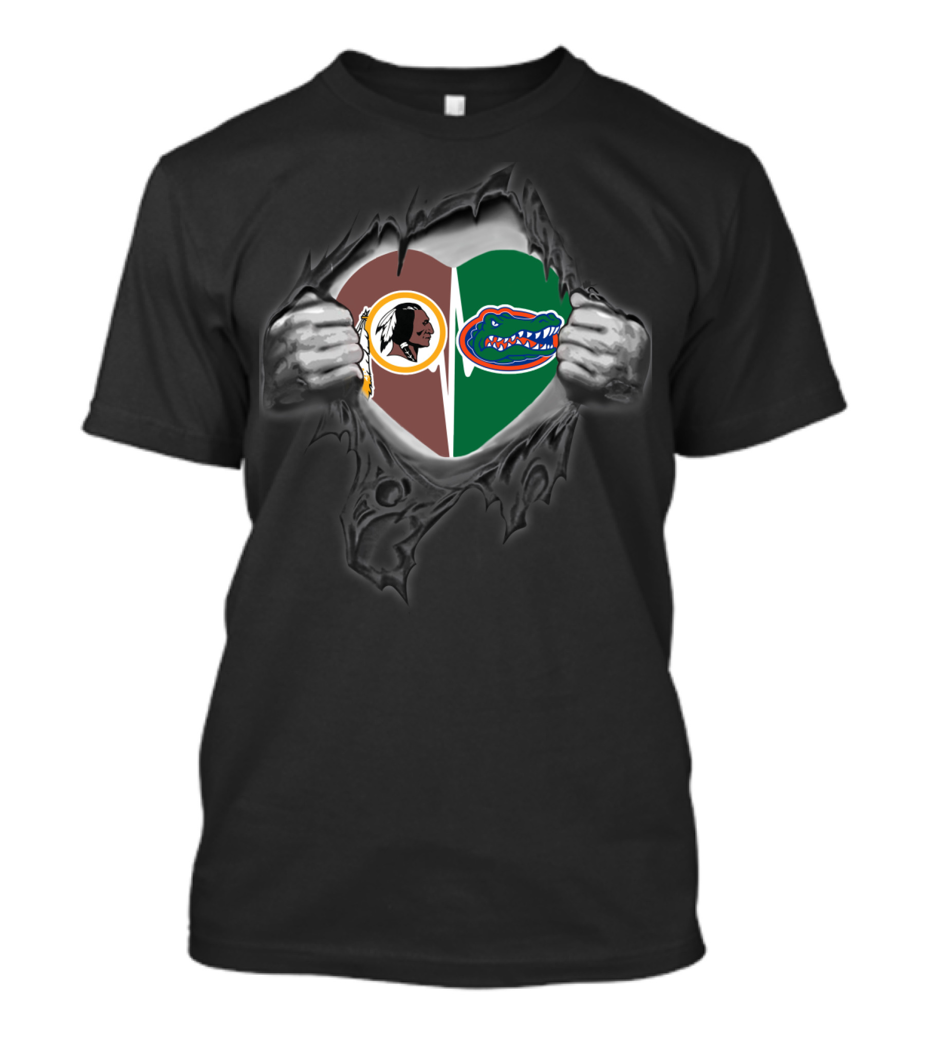Redskins Gators Heart-Shaped Logo Mashup T-Shirt