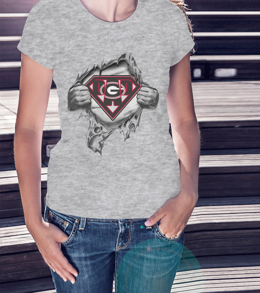 Georgia Bulldogs Superman Logo Rip T-Shirt
