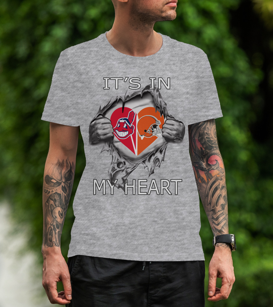 It's In My Heart Browns Indians Heart And Helmet T-Shirt