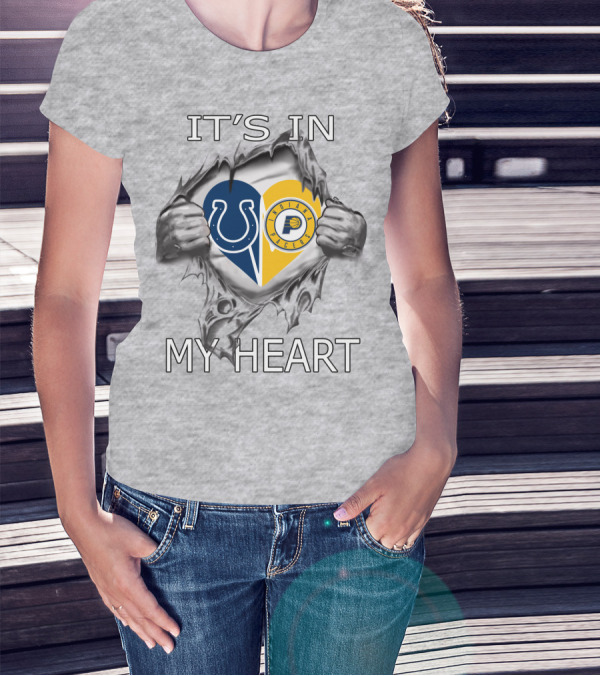 Colts Pacers It's In My Heart Indianapolis Sports Fan Logo Love T-Shirt